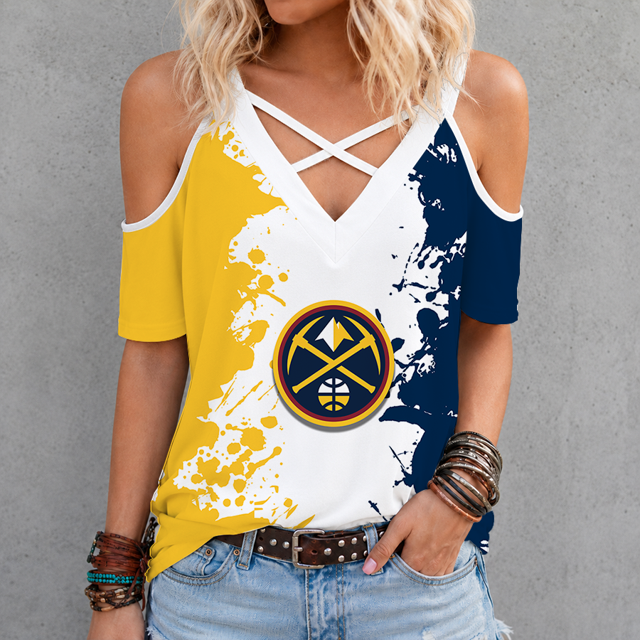 Limited Edition – Customized Nba Denver Nuggets Criss Cross V-Neck Top