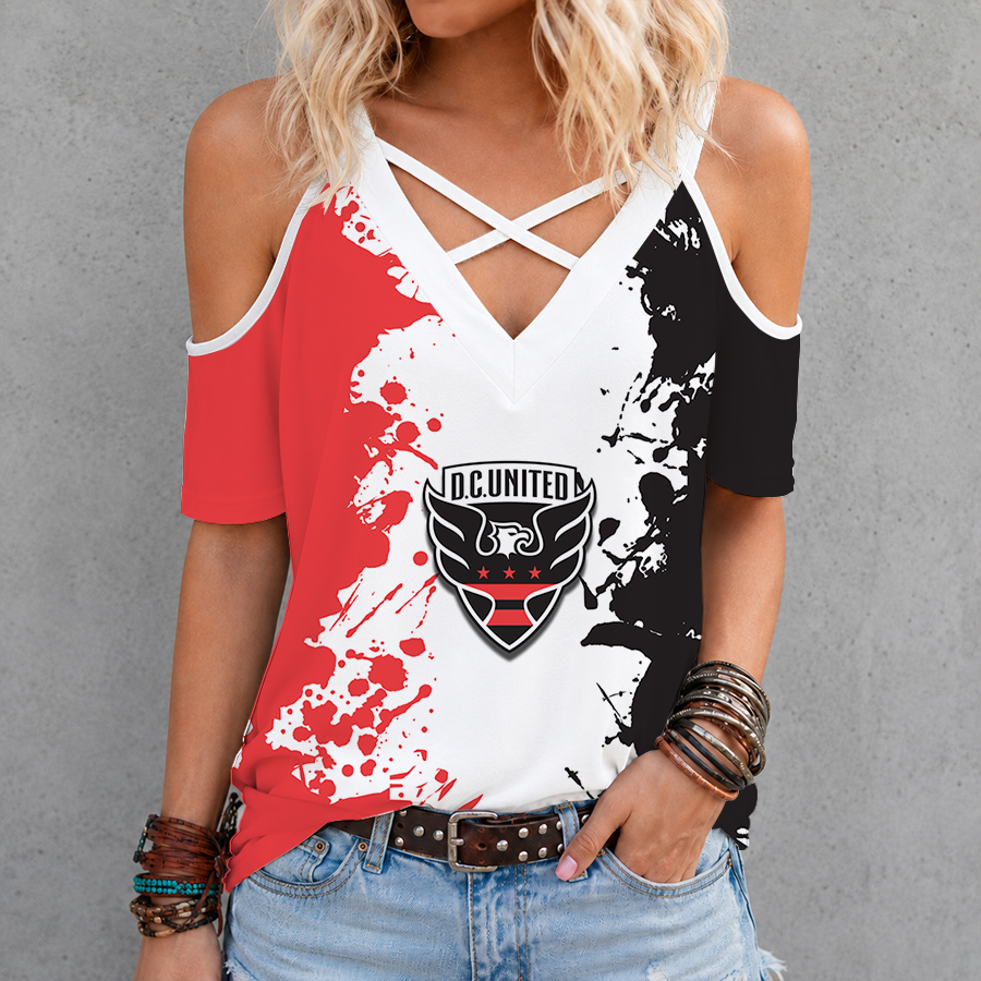 Limited Edition – Customized MLS D.C. United Criss Cross V-Neck Top