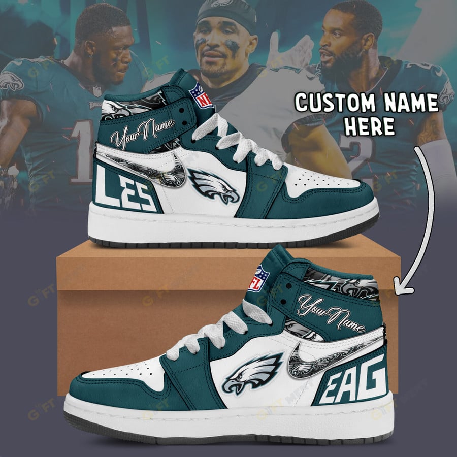 Limited Edition – Customized NFL Philadelphia Eagles Air Jordan 1 Shoes