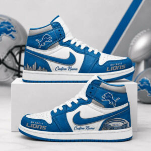 Limited Edition – Customized NFL Detroit Lions Air Jordan 1 Shoes
