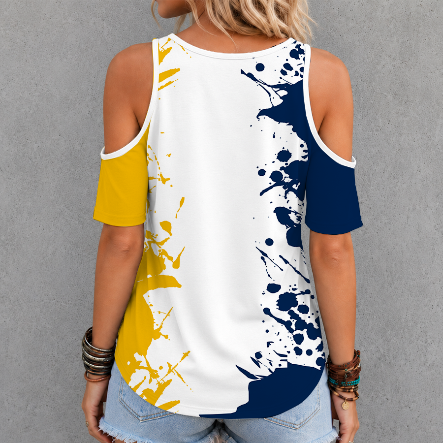 Limited Edition – Customized NCAA Michigan Wolverines Criss Cross V-Neck Top - Image 2