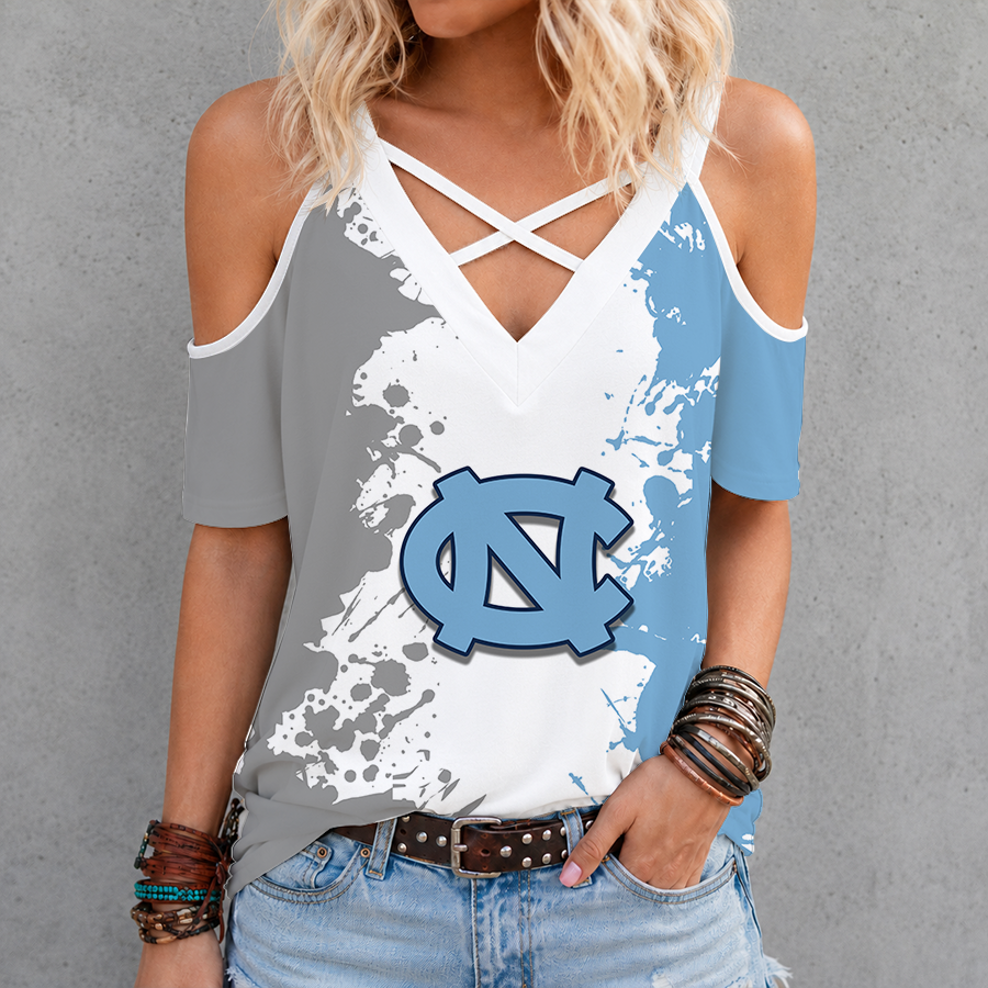 Limited Edition – Customized NCAA North Carolina Tar Heels Criss Cross V-Neck Top