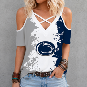 Limited Edition – Customized NCAA Penn State Nittany Lions Criss Cross V-Neck Top