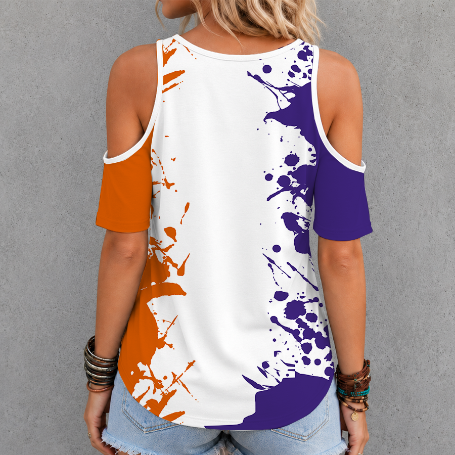 Limited Edition – Customized NCAA Clemson Tigers Criss Cross V-Neck Top - Image 2
