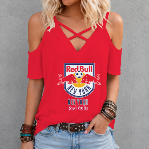 Limited Edition – Customized MLS New York Red Bulls Criss Cross V-Neck Top
