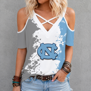 Limited Edition – New Customized NCAA North Carolina Tar Heels Criss Cross V-Neck Top