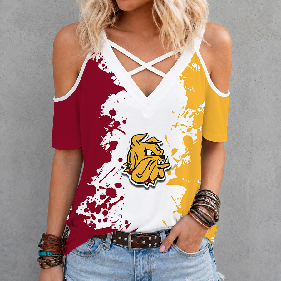 Limited Edition – Customized NCAA Minnesota Duluth Bulldogs Criss Cross V-Neck Top