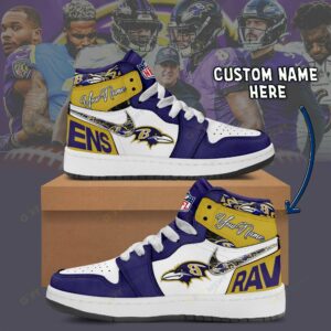 Limited Edition – Customized NFL Baltimore Ravens Air Jordan 1 Shoes