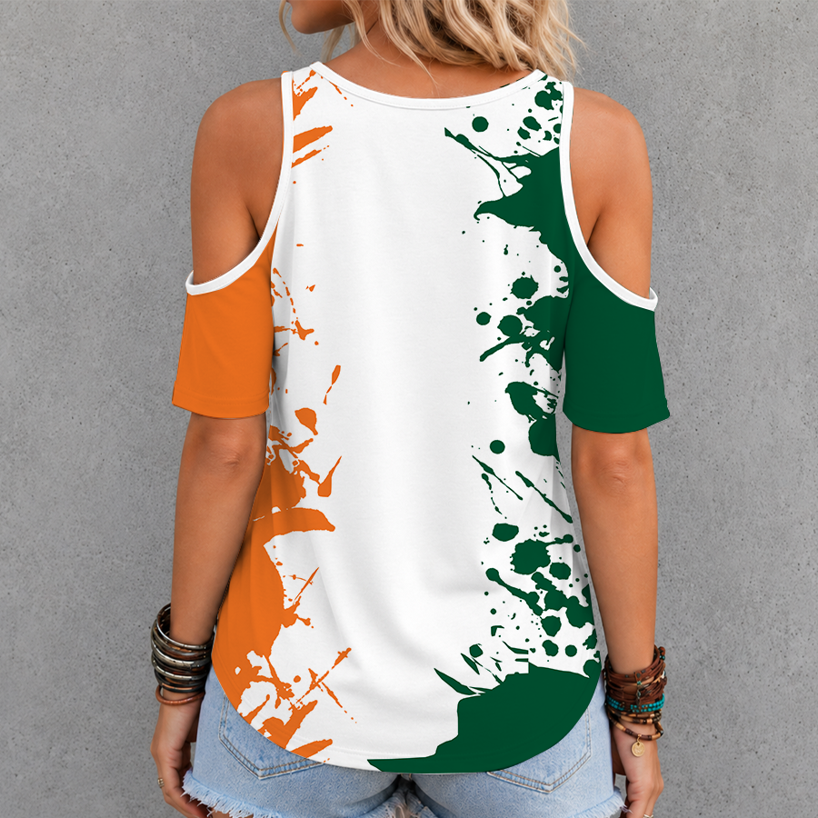 Limited Edition – Customized NCAA Miami Hurricanes Criss Cross V-Neck Top - Image 2