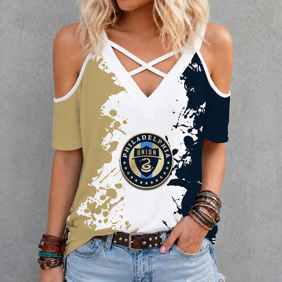 Limited Edition – Customized MLS Philadelphia Union Criss Cross V-Neck Top