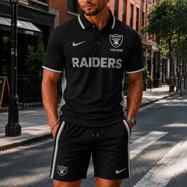 Limited Edition – Customized NFL Las Vegas Raiders Polo Shirt & Short Pants