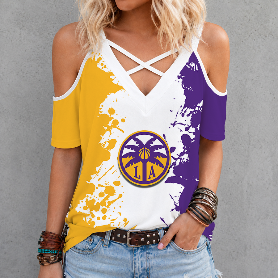 Limited Edition – Customized WNBA Los Angeles Sparks Criss Cross V-Neck Top