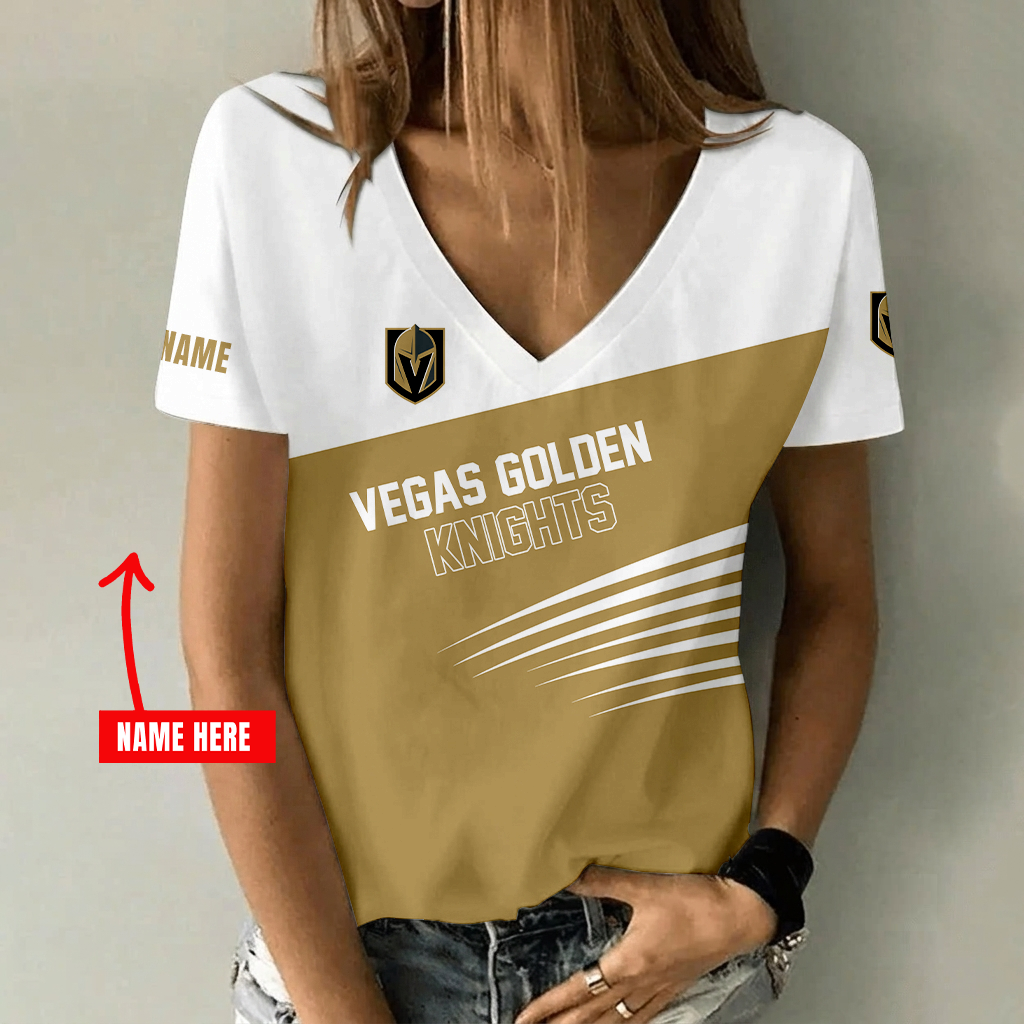 Limited Edition – Customized NHL Vegas Golden Knights V-Neck Female Shirt