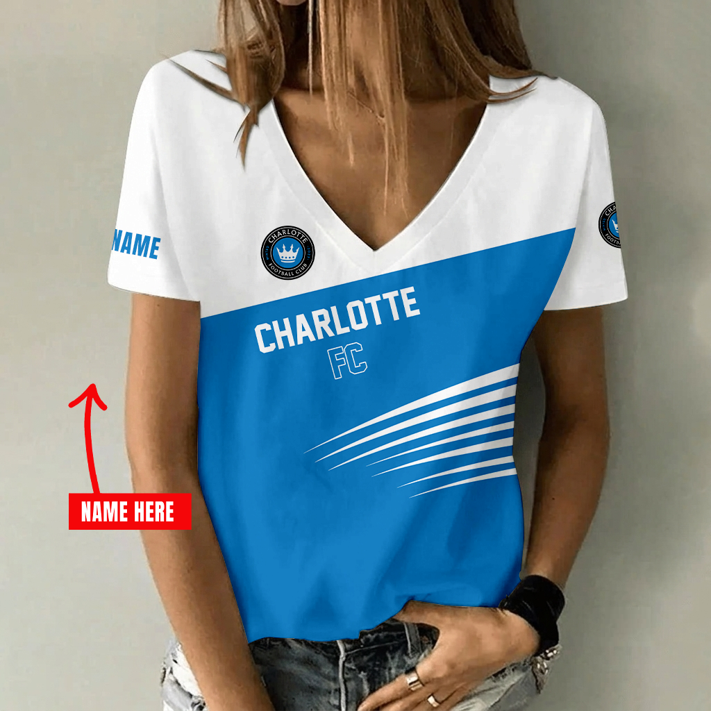 Limited Edition – Customized MLS Charlotte Fc V-Neck Female Shirt