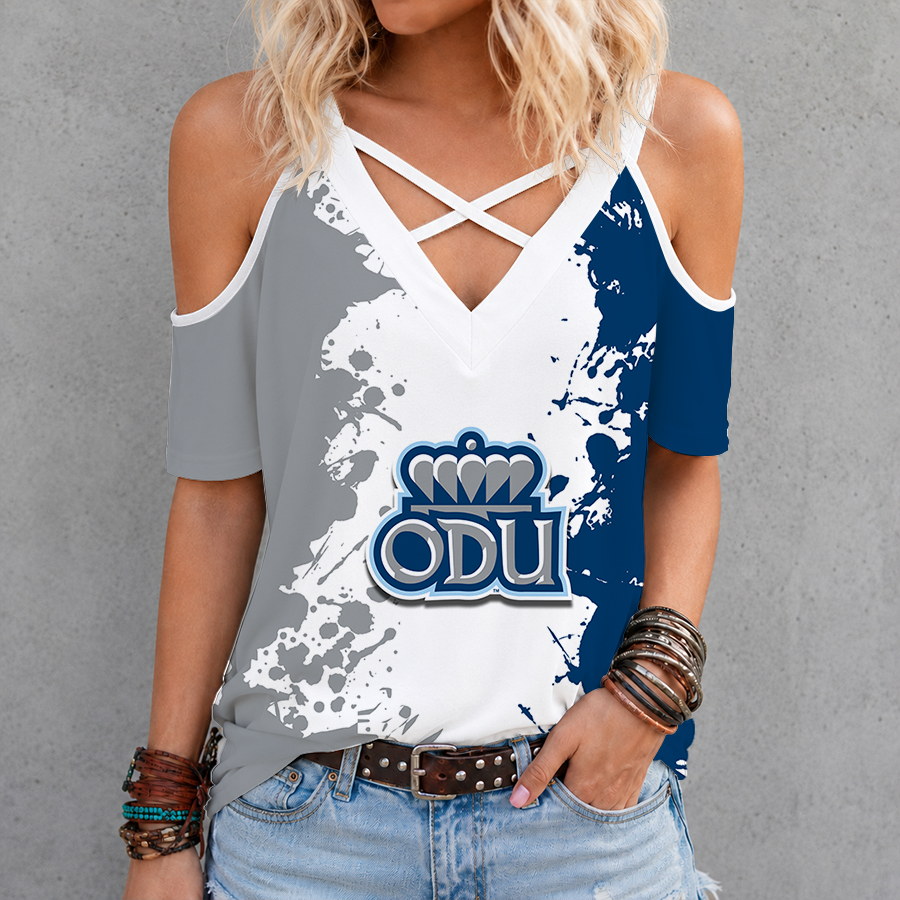Limited Edition – Customized NCAA Old Dominion Monarchs Criss Cross V-Neck Top