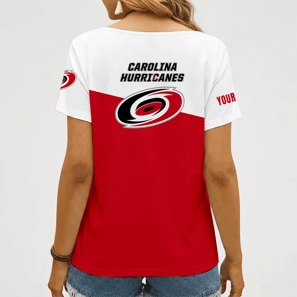 Limited Edition – Customized NHL Carolina Hurricanes V-Neck Female Shirt - Image 2
