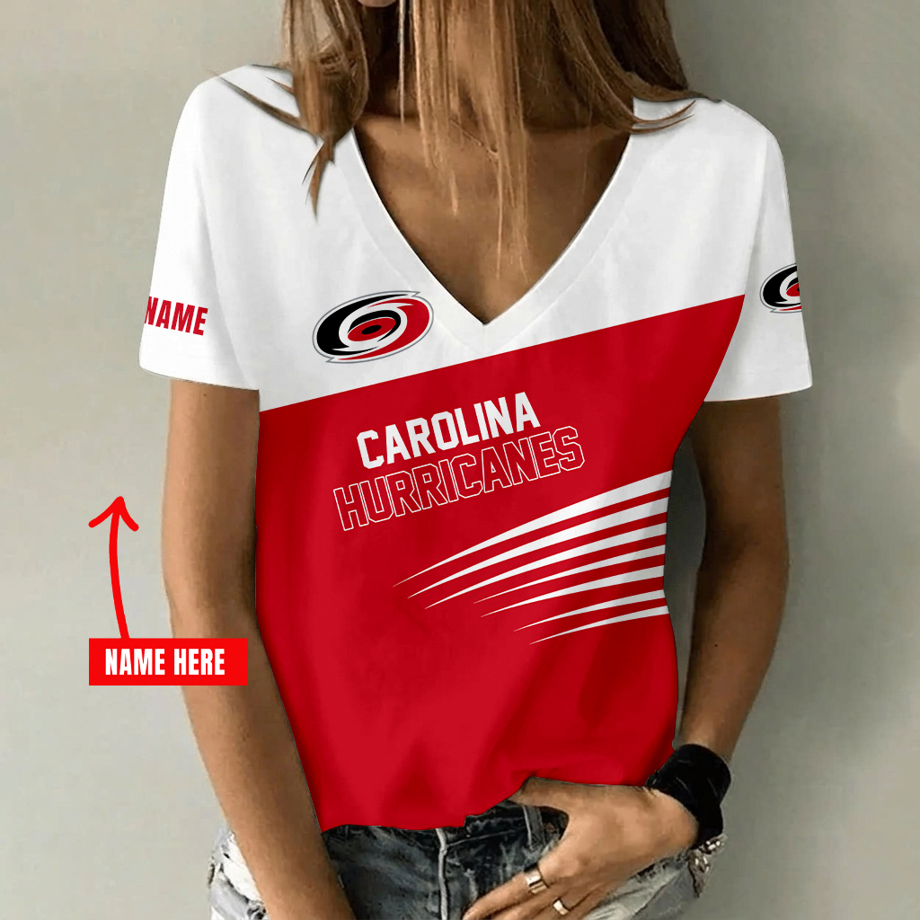 Limited Edition – Customized NHL Carolina Hurricanes V-Neck Female Shirt