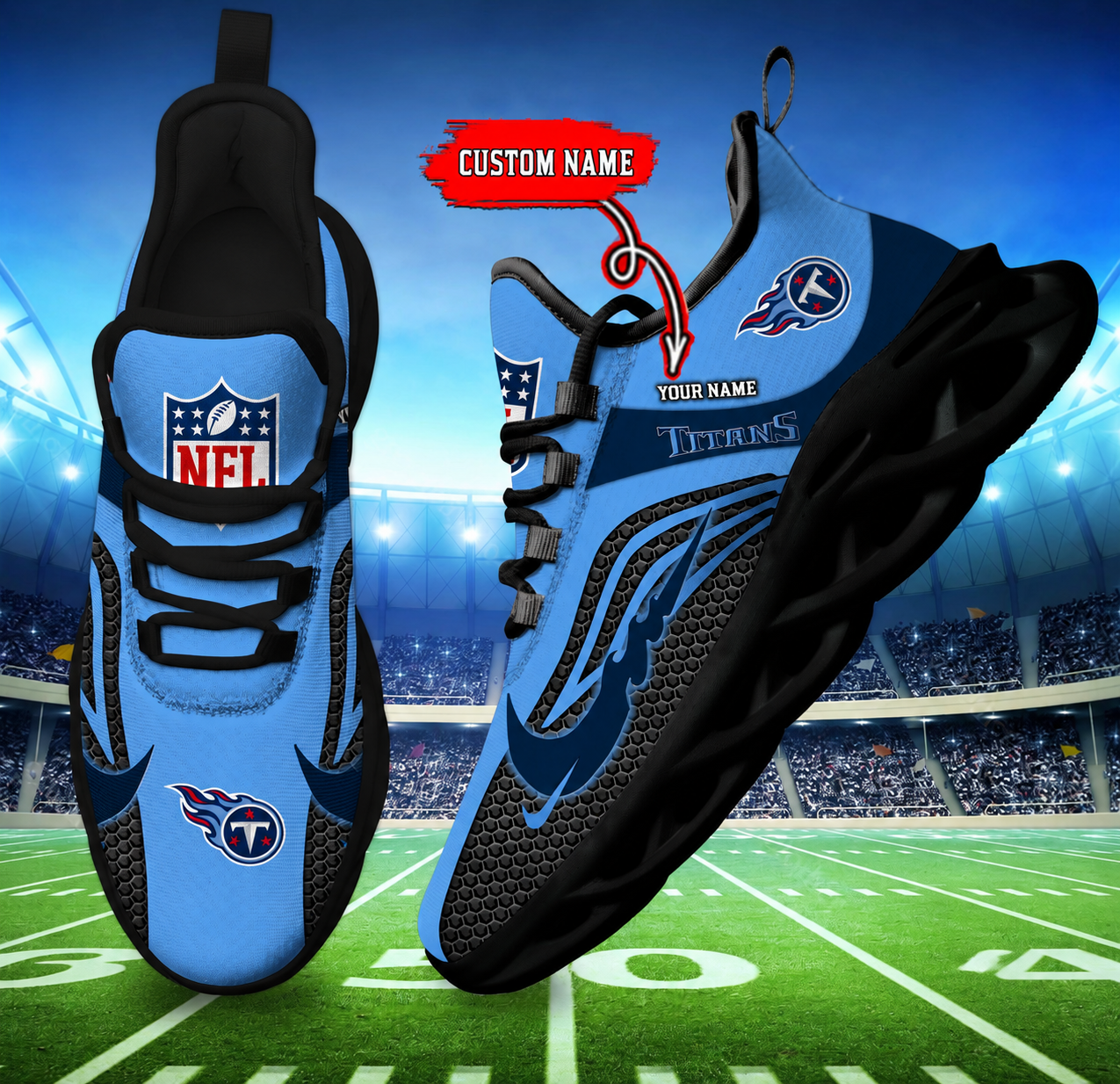 Limited Edition – Customized NFL Tennessee Titans Unisex Max Soul Sneakers - Image 2