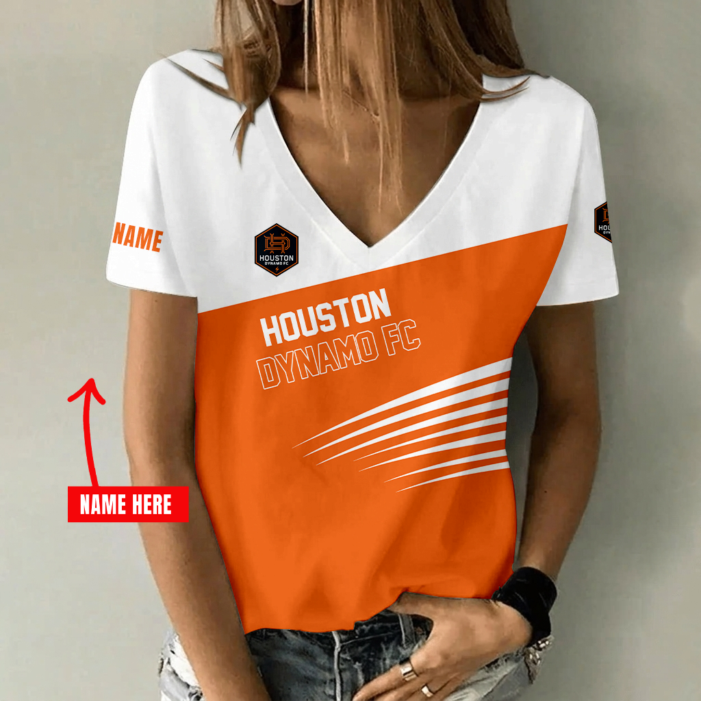 Limited Edition – Customized MLS Houston Dynamo Fc V-Neck Female Shirt