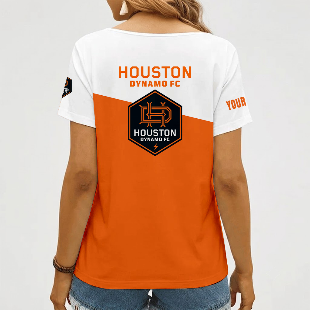 Limited Edition – Customized MLS Houston Dynamo Fc V-Neck Female Shirt - Image 2