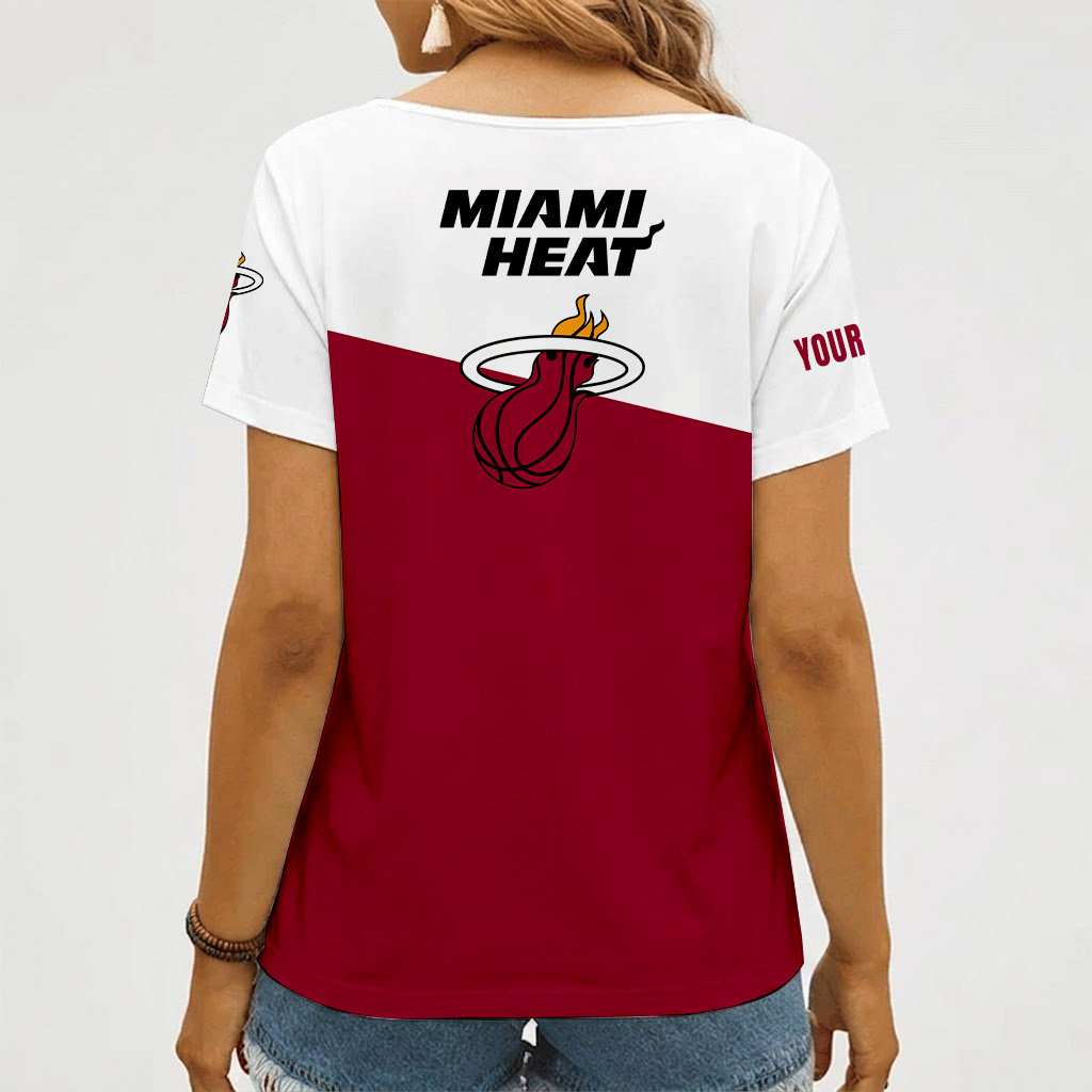 Limited Edition – Customized Nba Miami Heat V-Neck Female Shirt - Image 2