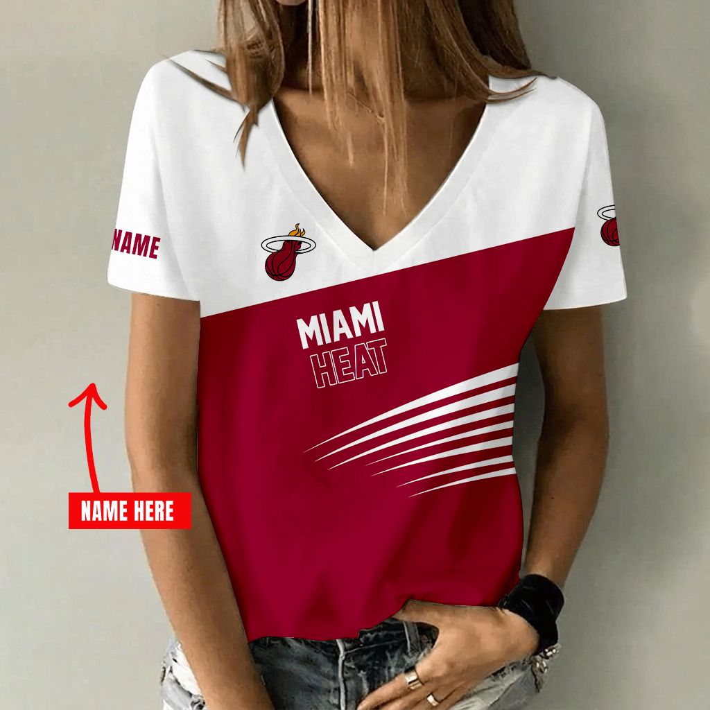 Limited Edition – Customized Nba Miami Heat V-Neck Female Shirt