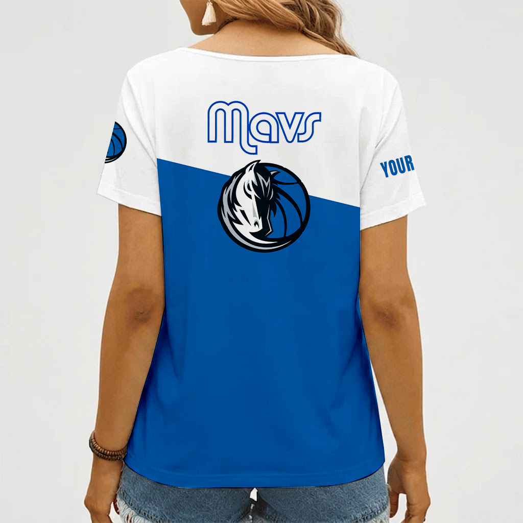 Limited Edition – Customized Nba Dallas Mavericks V-Neck Female Shirt - Image 2