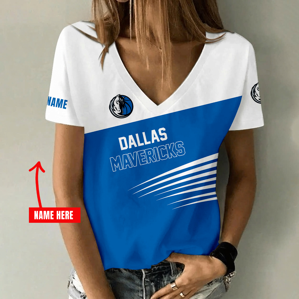 Limited Edition – Customized Nba Dallas Mavericks V-Neck Female Shirt