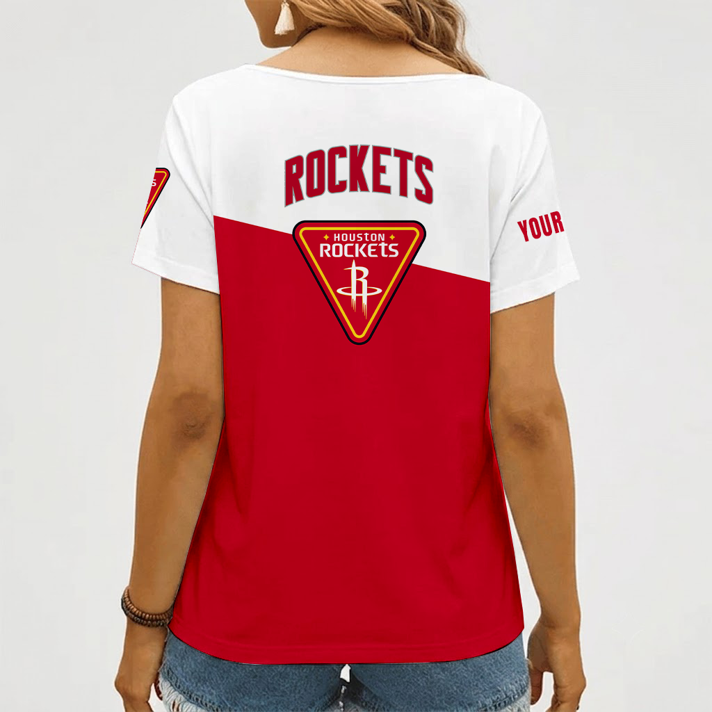 Limited Edition – Customized Nba Houston Rockets V-Neck Female Shirt - Image 2