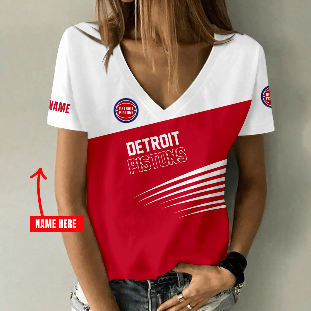 Limited Edition – Customized Nba Detroit Pistons V-Neck Female Shirt