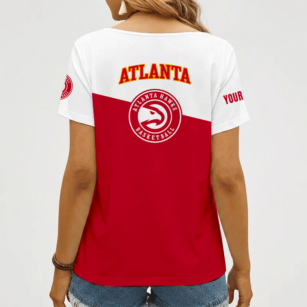 Limited Edition – Customized Nba Atlanta Hawks V-Neck Female Shirt - Image 2