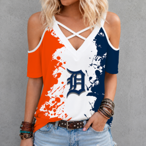 Limited Edition – Customized MLB Detroit Tigers Criss Cross V-Neck Top