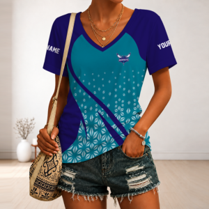 Limited Edition – Customized Nba Charlotte Hornets V-Neck Female Shirt