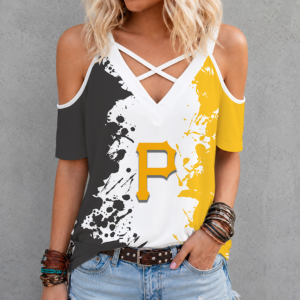 Limited Edition – Customized MLB Pittsburgh Pirates Criss Cross V-Neck Top