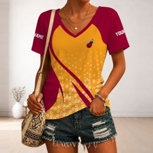 Limited Edition – Customized Nba Miami Heat V-Neck Female Shirt
