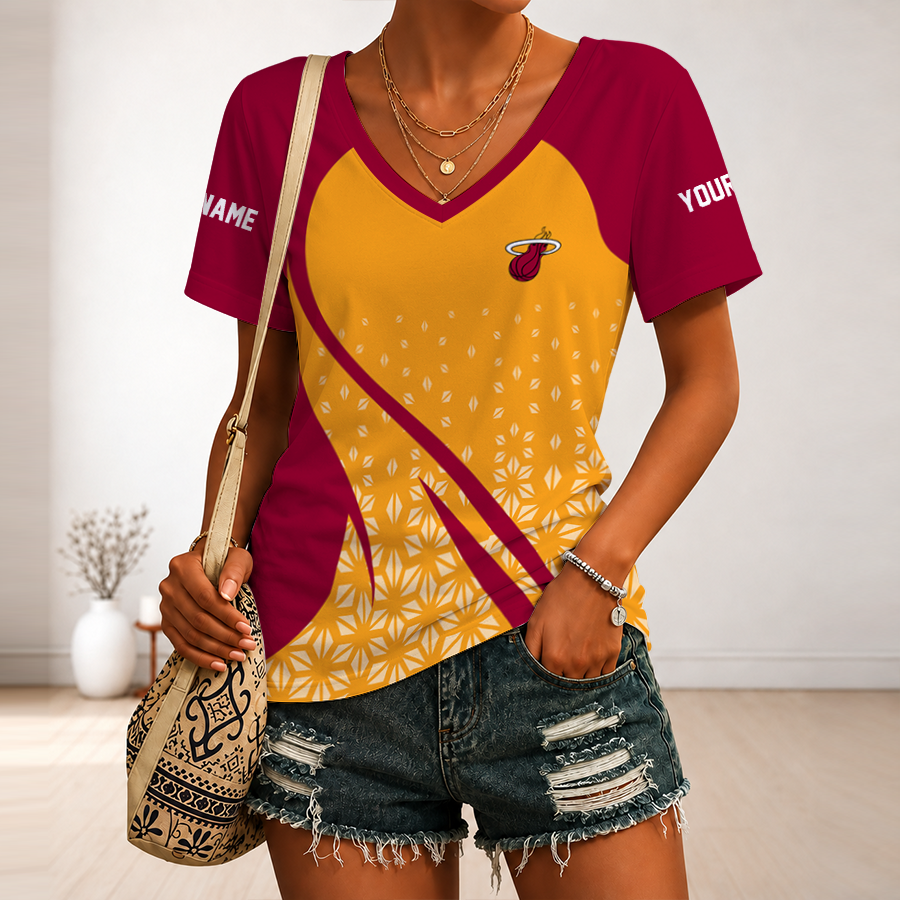 Limited Edition – Customized Nba Miami Heat V-Neck Female Shirt