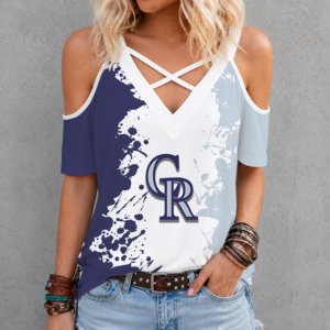 Limited Edition – Customized MLB Colorado Rockies Criss Cross V-Neck Top