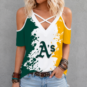 Limited Edition – Customized MLB Oakland Athletics Criss Cross V-Neck Top