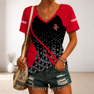 Limited Edition – Customized Nba Houston Rockets V-Neck Female Shirt