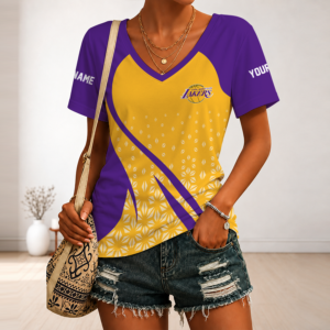 Limited Edition – Customized Nba Los Angeles Lakers V-Neck Female Shirt