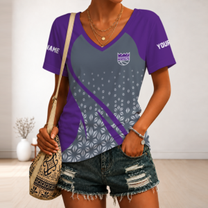 Limited Edition – Customized Nba Sacramento Kings V-Neck Female Shirt
