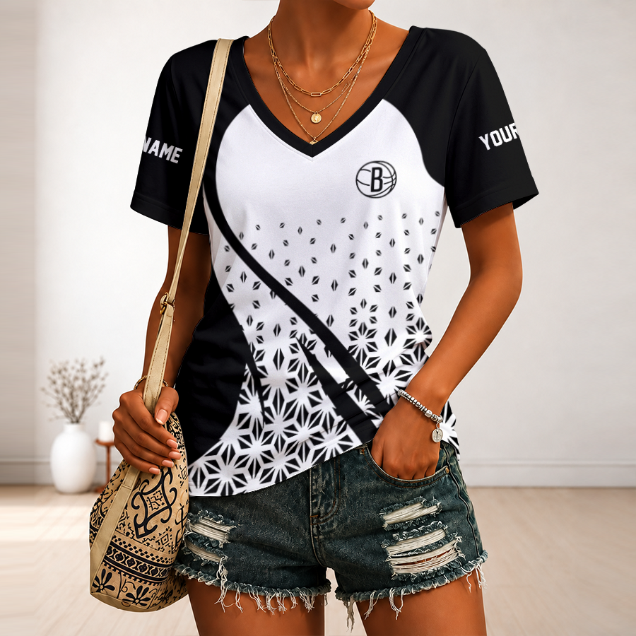 Limited Edition – Customized Nba Brooklyn Nets V-Neck Female Shirt