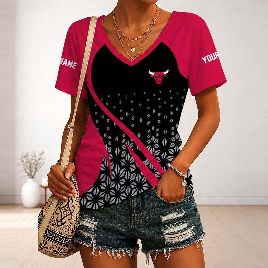 Limited Edition – Customized Nba Chicago Bulls V-Neck Female Shirt
