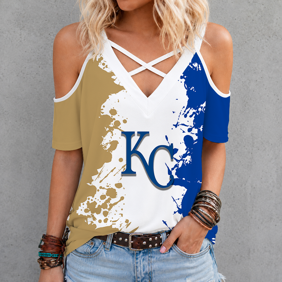 Limited Edition – Customized MLB Kansas City Royals Criss Cross V-Neck Top
