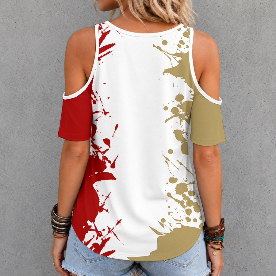 Limited Edition – Customized NFL San Francisco 49Ers Criss Cross V-Neck Top - Image 2