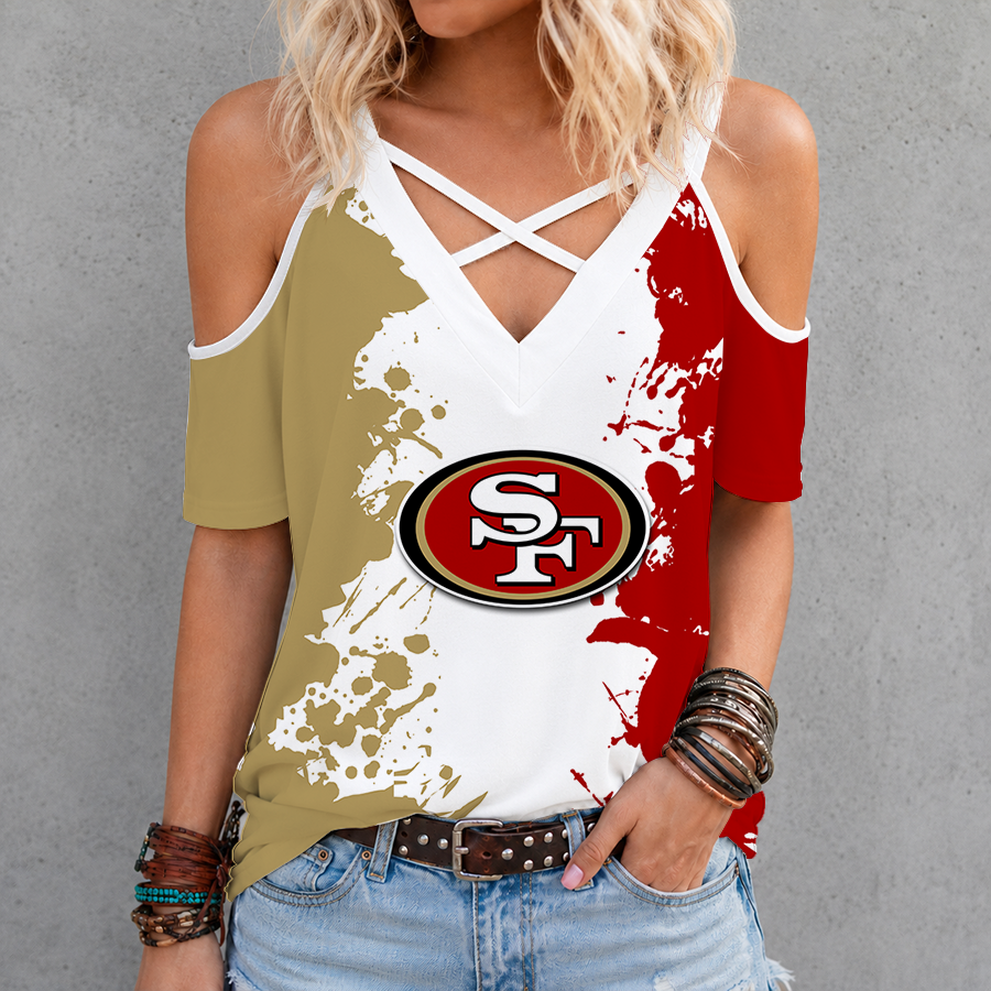 Limited Edition – Customized NFL San Francisco 49Ers Criss Cross V-Neck Top