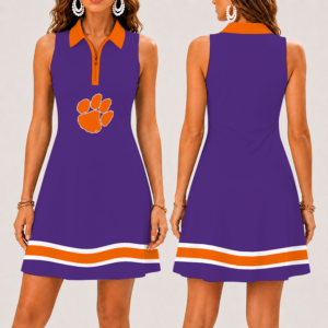 Limited Edition – Customized NCAA Clemson Tigers Women’s Zip Sleeveless Polo Dress