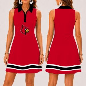 Limited Edition – Customized NCAA Louisville Cardinals Women’s Zip Sleeveless Polo Dress