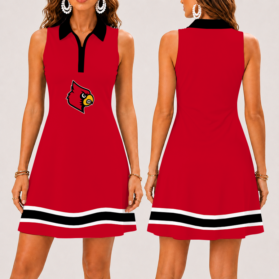Limited Edition – Customized NCAA Louisville Cardinals Women’s Zip Sleeveless Polo Dress