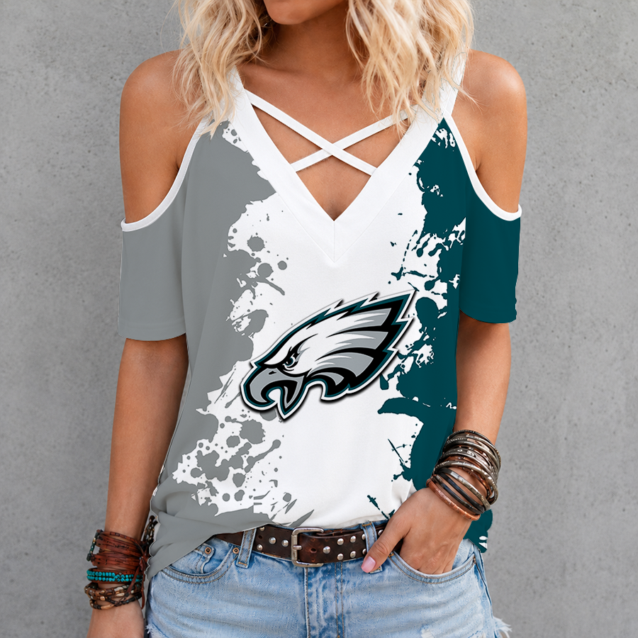 Limited Edition – Customized NFL Philadelphia Eagles Criss Cross V-Neck Top